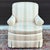 Vintage petite Baker Furniture skirted club chair with tight back and flippable seat cushion. For reupholstering.