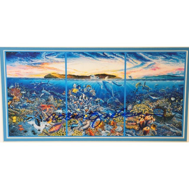 Contemporary Late 20th Century Christian Riese Lassen Autographed Marine Life Triptych Matted Art Print - Signed For Sale - Image 3 of 4