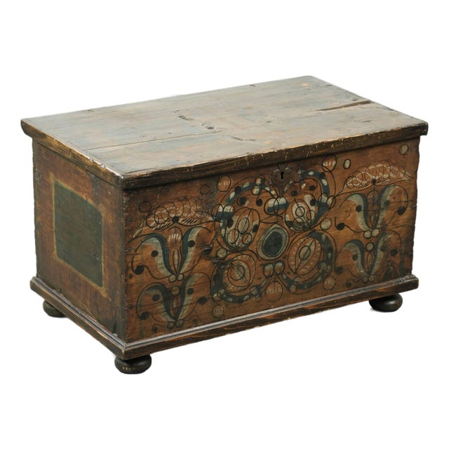 Antique Austrian Hand-Painted Bridal Chest with Character For Sale