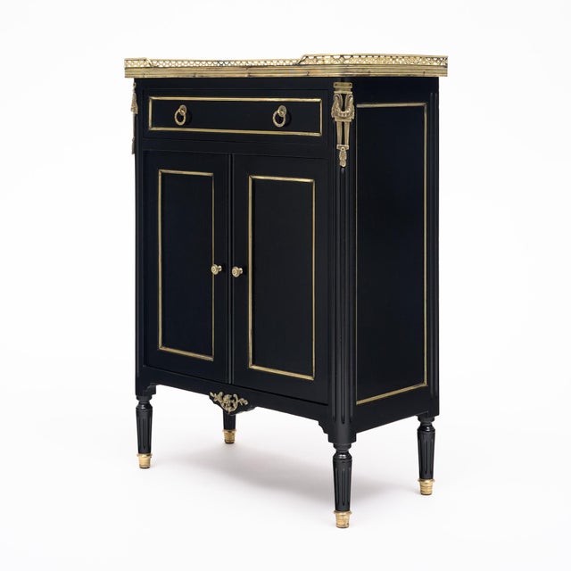 Petite Louis XVI Cabinet, Ebonized Mahogany, French, 1910s For Sale In Austin - Image 6 of 9