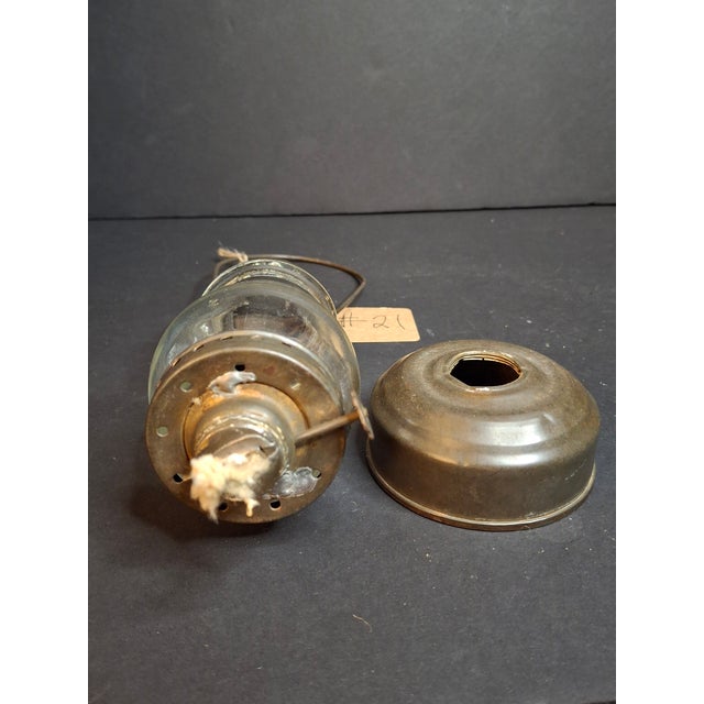 Antique 1900s Brass Miniature Skater's Lantern Clear Globe Oil Lamp For Sale - Image 4 of 8