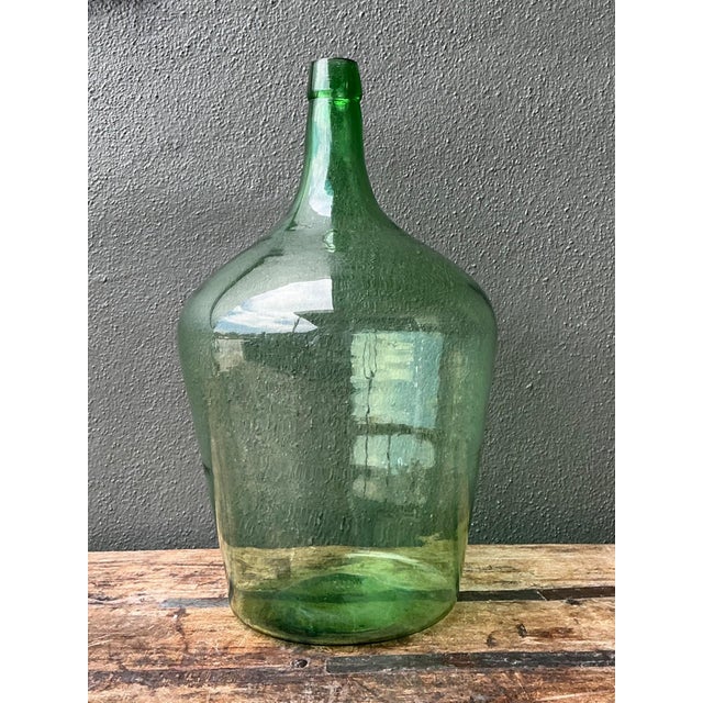 Vintage Green Glass Demijohn Bottle For Sale - Image 12 of 14