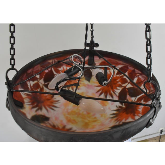 French Art Deco Pendant Light by Daum & Majorelle - 1925 Cameo Chandelier France For Sale - Image 13 of 13