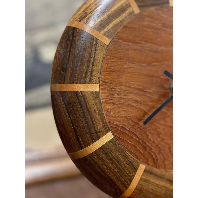 Vintage Mid Century Modern Style Wooden Wall Clock For Sale - Image 4 of 7