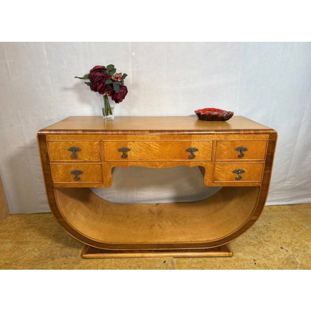 Vintage Art Deco Console Table in Birds Eye Maple, 1920s For Sale - Image 9 of 10