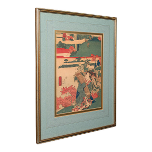 Antique Framed Woodblock Print, Japanese Art, Edo, Ukiyo-E, Kunisada, Victorian