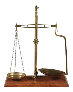French 19th Century Freestanding Brass Tea Scale Mounted on Wooden Base
