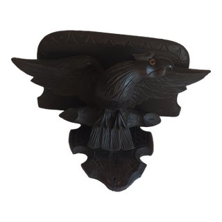 Antique 19th C. Carved Wall Bracket Black Forest Germany- Eagle For Sale