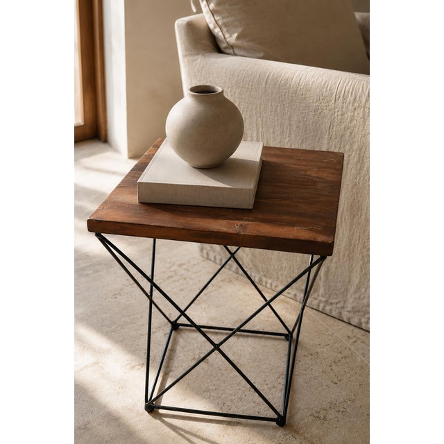 Axis Reclaimed Wood Side Table For Sale In Los Angeles - Image 6 of 6