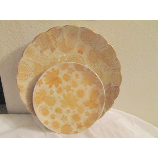 Metal Vintage Imari Shuho Yellow Chrysanthemums and Mums Plates - a Pair For Sale - Image 7 of 7