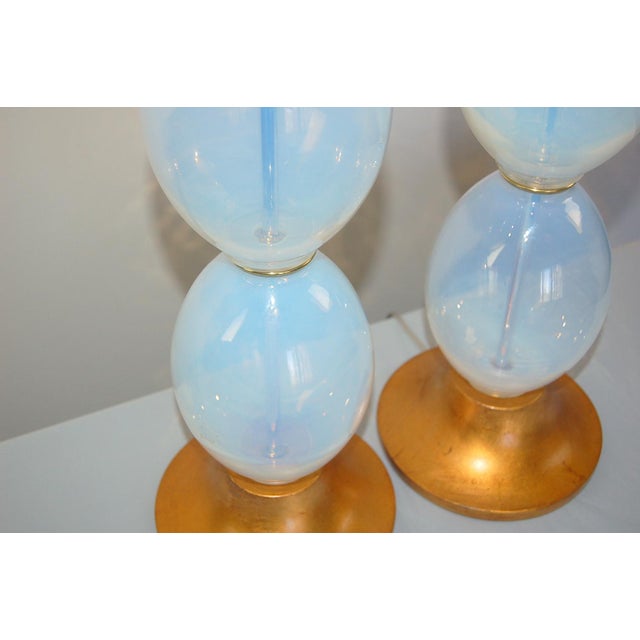 Vintage Murano White Opaline Glass Lamps For Sale In Atlanta - Image 6 of 10