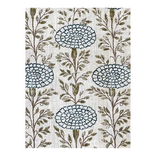 Lisa Fine "Samode" Fabric - Blue on Oyster For Sale