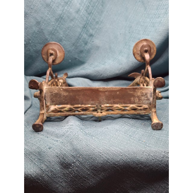 Antique Early 19thC Polish Brass Bench Menorah Lions Eagle Hanukkah Lamp Rare For Sale - Image 13 of 18
