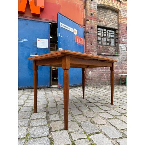 Extendable Teak Dining Table with Oak Legs For Sale - Image 11 of 11