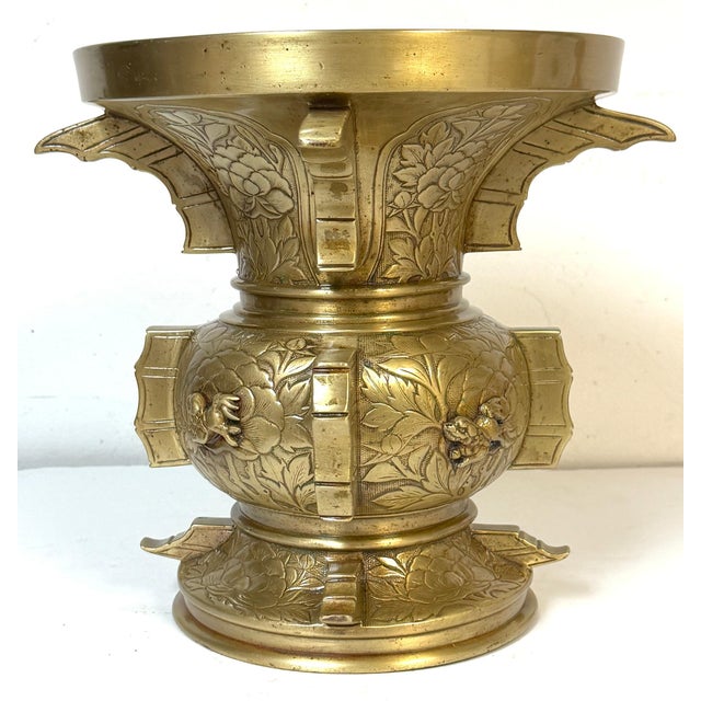Pair of Monumental Meiji Period Gilt Metal Censors/ Vases For Sale In West Palm - Image 6 of 18