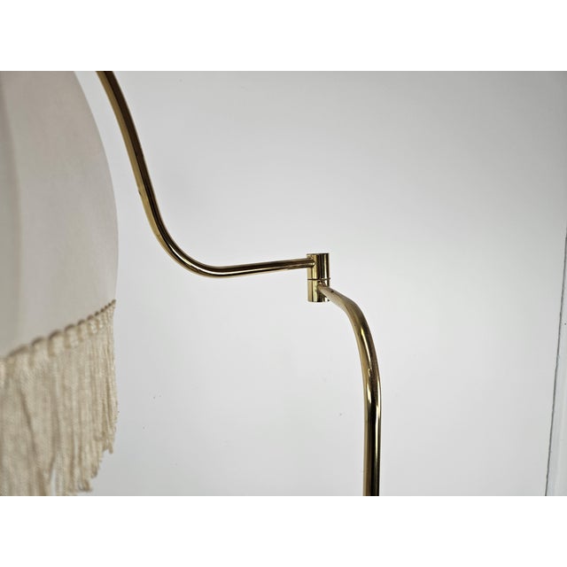 Golden Metal Reading Floor Lamp with Adjustable Arm and Fabric Lampshade, 1970 For Sale - Image 12 of 18