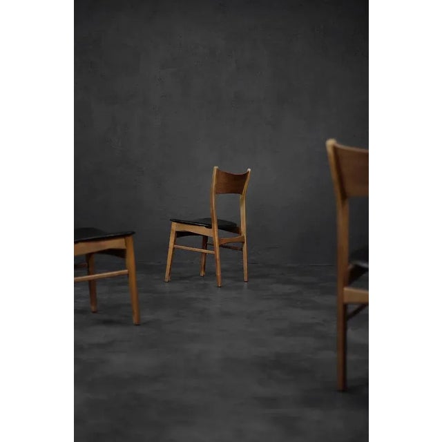 1960s Scandinavian Dining Chairs in Beech and Teak, 1960s, Set of 4 For Sale - Image 5 of 12