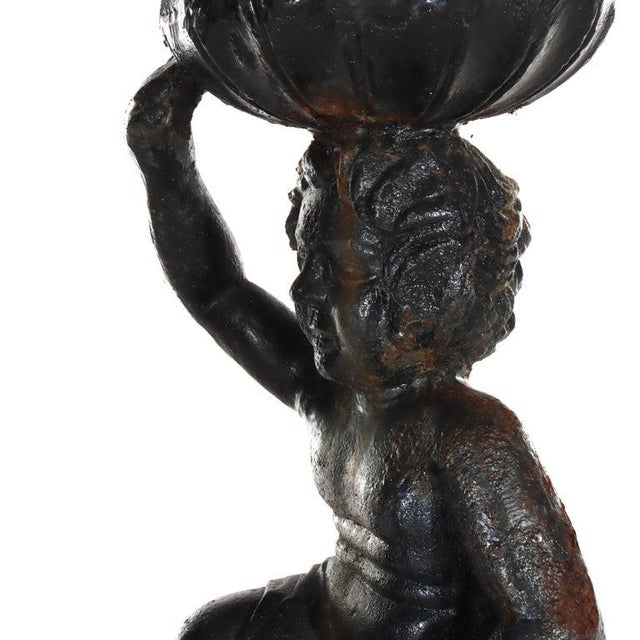 Metal Antique Neoclassical Cast Iron Figural Cherub Garden Urn C1890 For Sale - Image 7 of 10