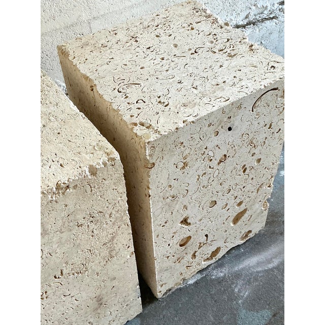 Vintage Coastal Coquina Block Dining Table Pedestal - Set of 2 For Sale In West Palm - Image 6 of 12