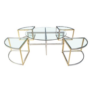 Large Coffee Table Set attributed to Maison Charles, 1970s, Set of 5 For Sale