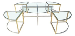 Large Coffee Table Set attributed to Maison Charles, 1970s, Set of 5