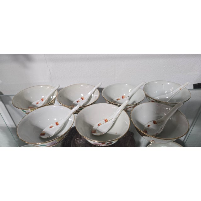 Jingdezhen Gold Gilt Dragon Phoenix Porcelain Set (14-Piece) – Mid-20th Century China For Sale In Los Angeles - Image 6 of 13