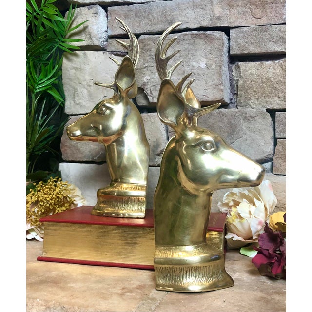 Vintage Brass Elk Decorative Crafts Inc. Deer Bookends a Pair Chairish