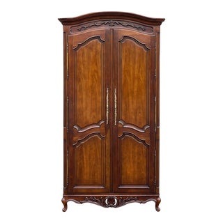 Vintage Century Furniture French Country Louis XV Cherry Bedroom Armoire For Sale