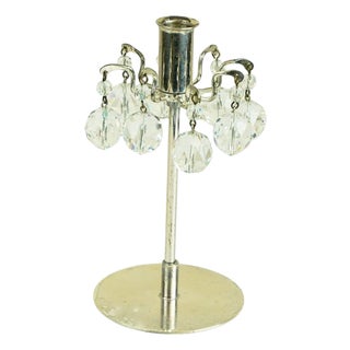 Mid-Century Austrian Crystal Glass and Silver Candleholder by J.L. Lobmeyr, 1980s For Sale