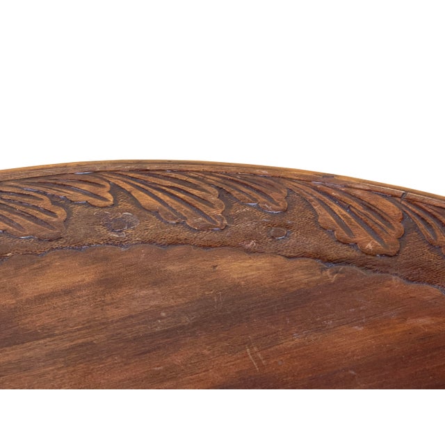 Vintage Carved Solid Wood Dragon Round Plant Stand Display Accent Table For Sale - Image 11 of 13