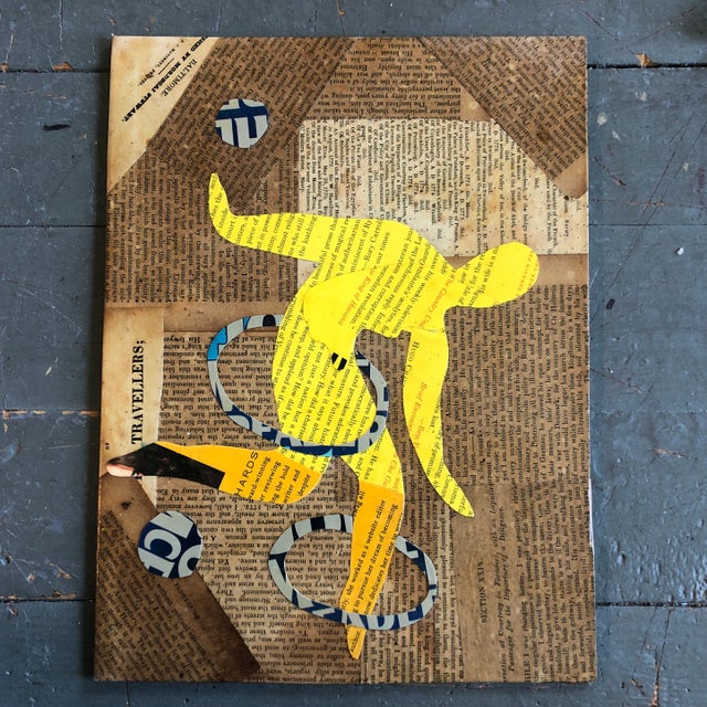 Paper Contemporary Original Wayne Cunningham Abstract “Running Man “ Collage Signed For Sale - Image 7 of 7