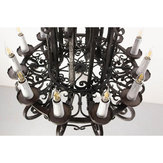 Brown Vintage French Chandelier in Wrought Iron, 1920 For Sale - Image 8 of 15
