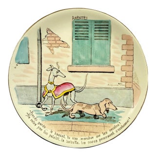 1900s Sarreguemines Benjamin Rabier Childs Plate, Aménités For Sale