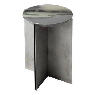 H2 Hand Decorated Metal and Aluminium Side Table by Studio Nyx For Sale