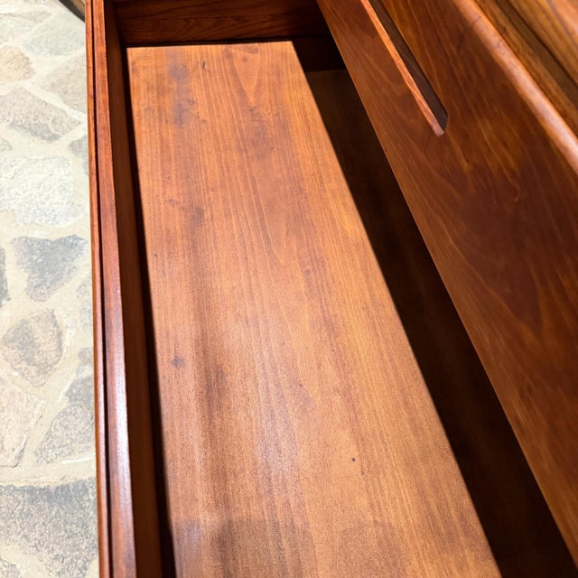 Wood Mid-Century Modern Walnut Dresser Sculpted Wooden Pull Handles For Sale - Image 7 of 11