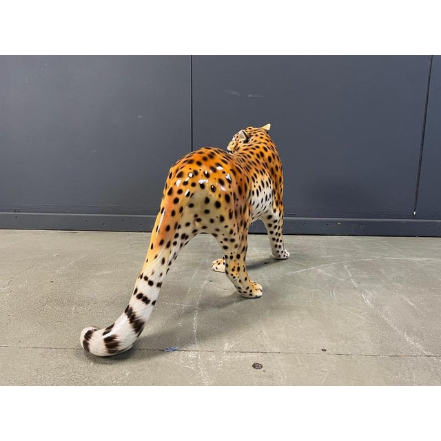 Large Italian Ceramic Leopard Statue, 1960s For Sale - Image 6 of 13