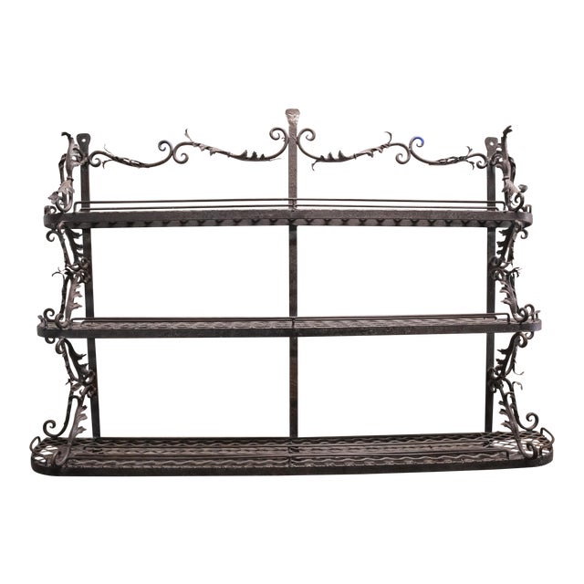 Awesome wrought iron plate hangers Rustic Hand Forged Wrought Iron Plate Rack Chairish