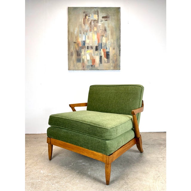 Mid Century Modern Pecan Wood “Sophisticate” Lounge Chair by Tomlinson Restored For Sale - Image 11 of 12