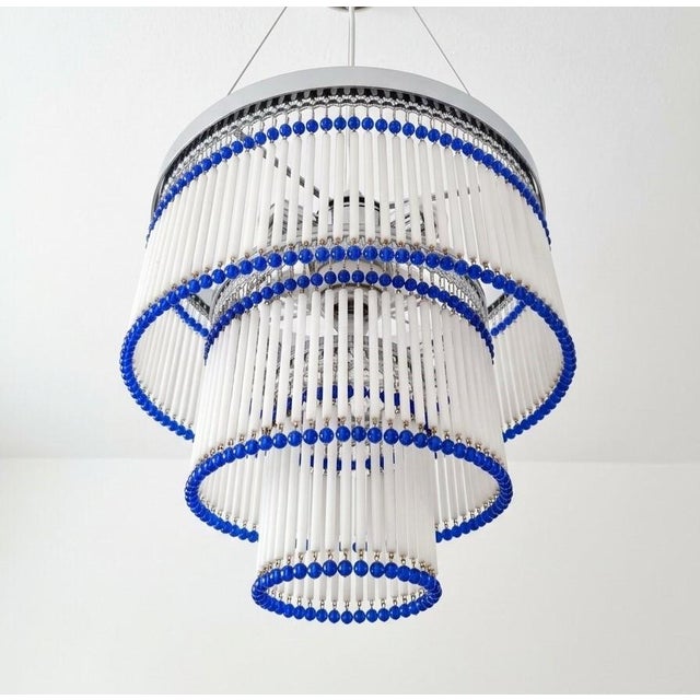 Metal Art Deco Style Handcrafted Murano Glass Chandelier, Venice, 1962 For Sale - Image 7 of 12