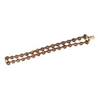Vintage 1960s Signed Napier 2-Strand Goldtone Faux-Topaz Beaded Bracelet For Sale