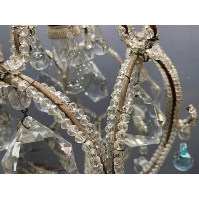 1960s Crystal Beaded Light Pendant with Light Blue Murano Glass Tear Drops, 1960s For Sale - Image 5 of 13