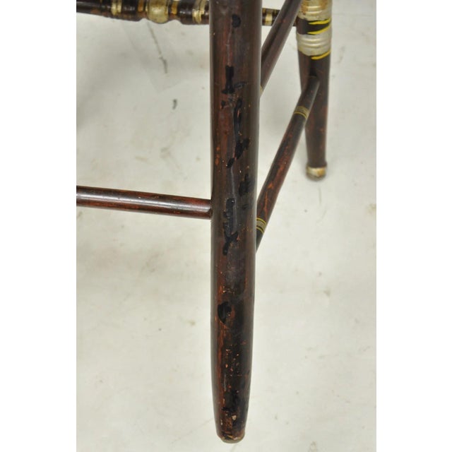 Antique Colonial Red Hand Painted Harvest Hitchcock Rush Seat Side Chair For Sale - Image 16 of 18