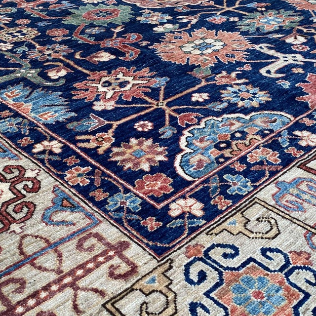 Navy Blue Persian Mahal Hand-Knotted Wool Rug - 8' X 9'11" For Sale - Image 16 of 17
