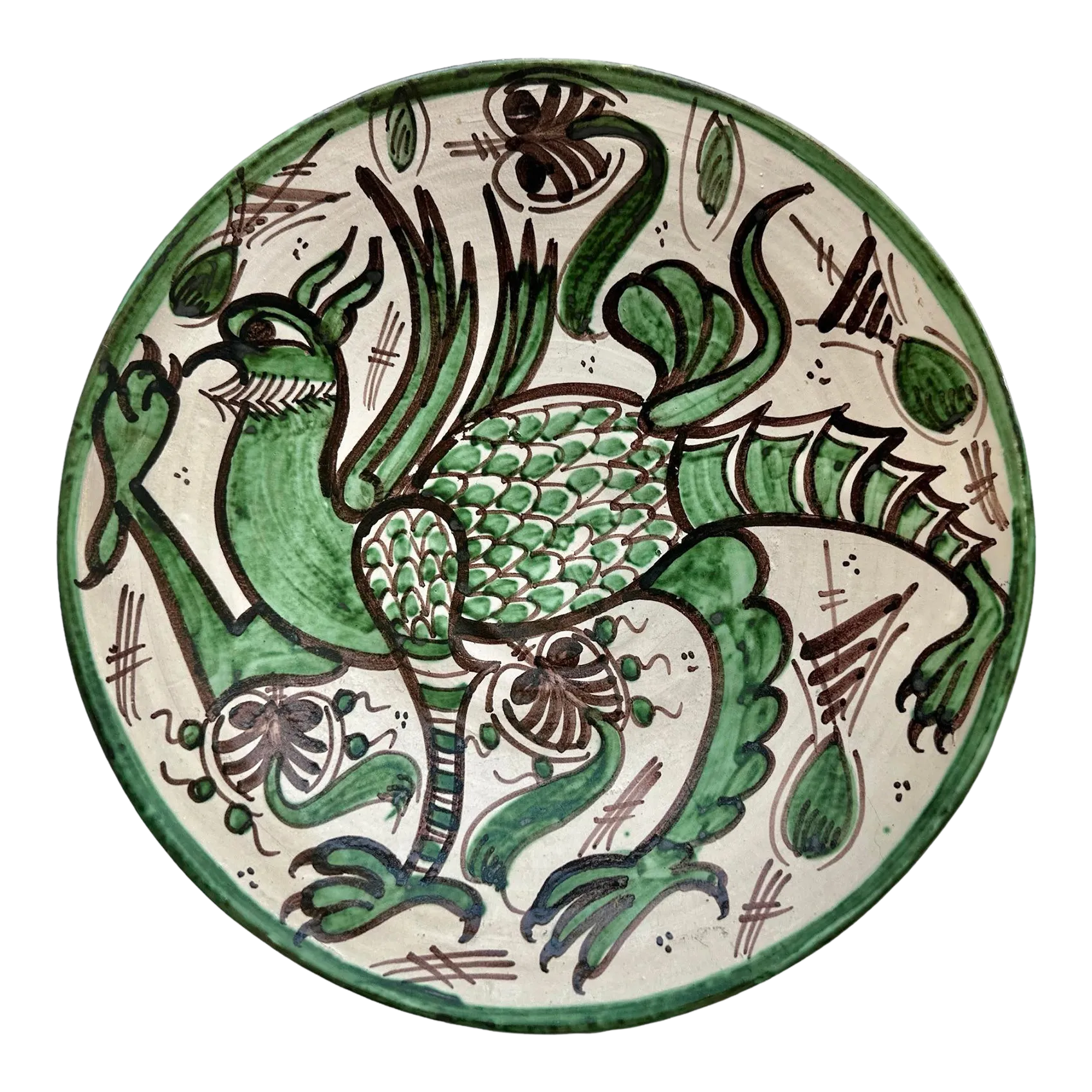 Domingo Punter Griffon Design 13” Ceramic Plate From Teruel in