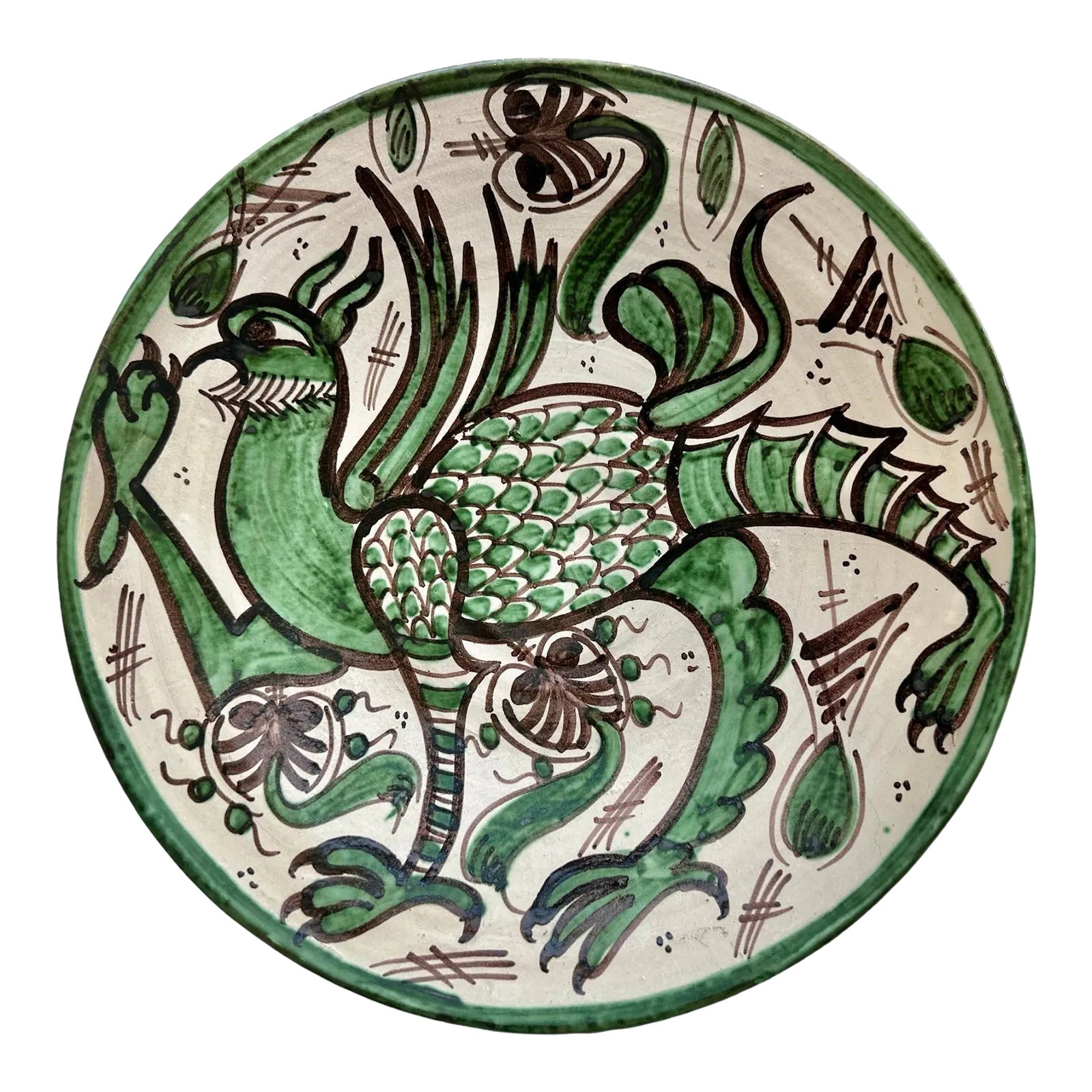 Domingo Punter Griffon Design 13” Ceramic Plate From Teruel in