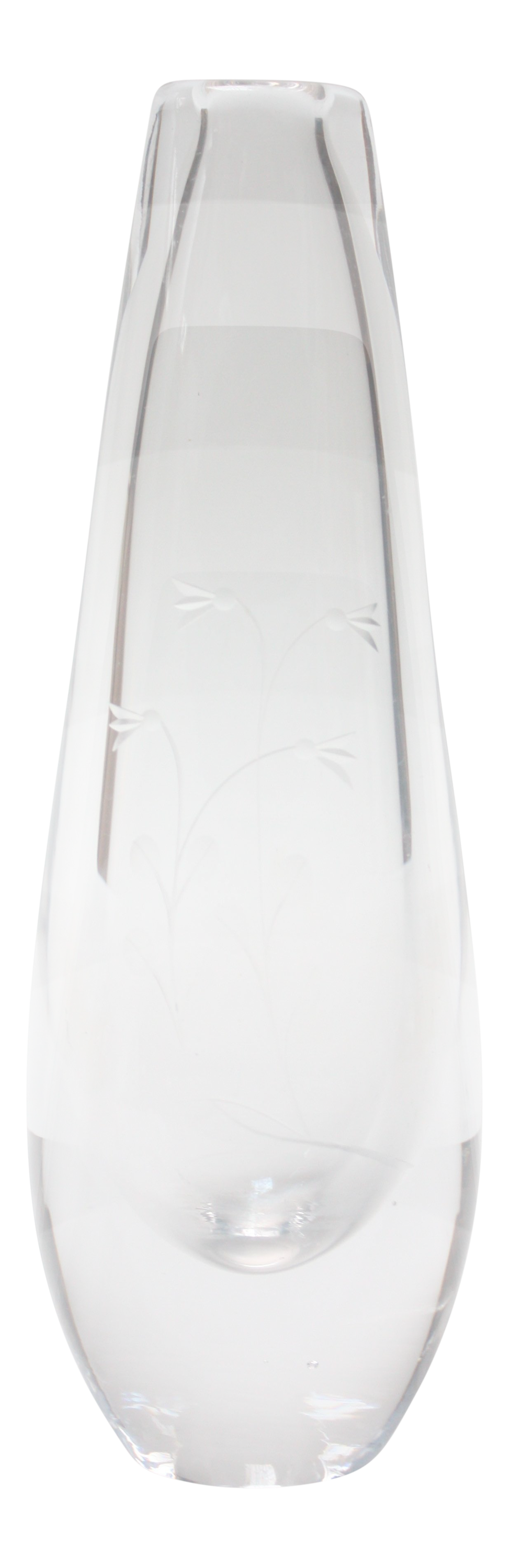 Kosta Boda Blown Glass Vase With Floral Etching | Chairish
