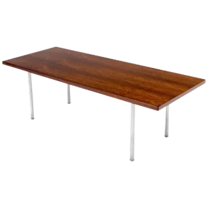 Hans Wegner Signed Rosewood Coffee Table on Chrome Cylinder Legs