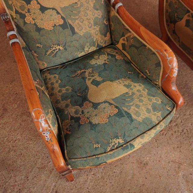Textile Directoire Painted Lounge Chairs, Set of 2 For Sale - Image 7 of 18