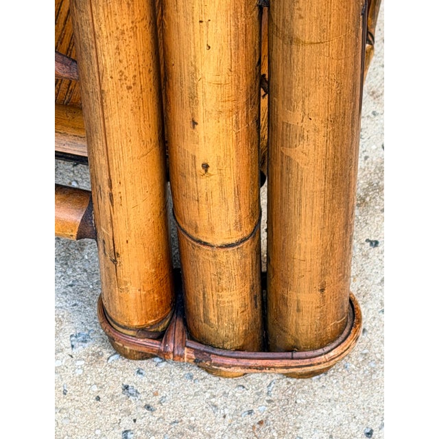 Vintage Burnt Bamboo Folding Shelf For Sale - Image 9 of 14