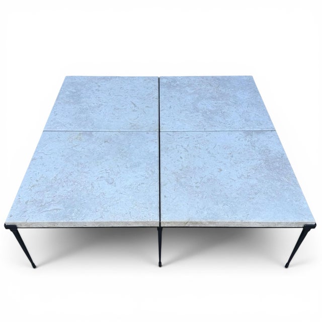 Mid-Century Modern Holly Hunt Rue De Seine Iron and Marble Cocktail Table For Sale - Image 3 of 7